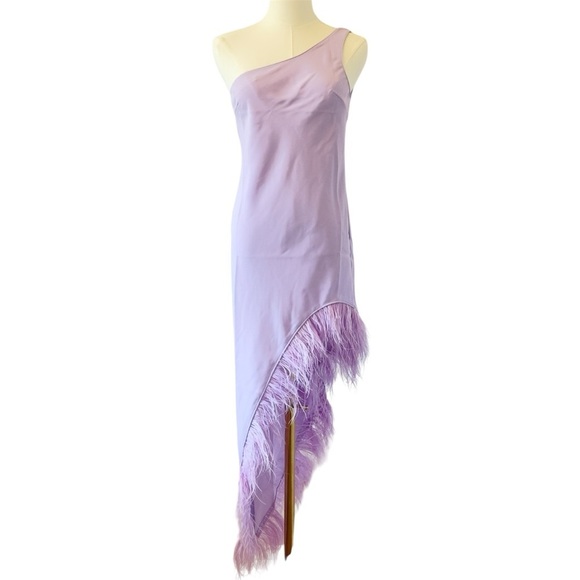 NWOT Amanda Uprichard X Revolve Viera Women's Lavender Feather Dress Small - Picture 6 of 12